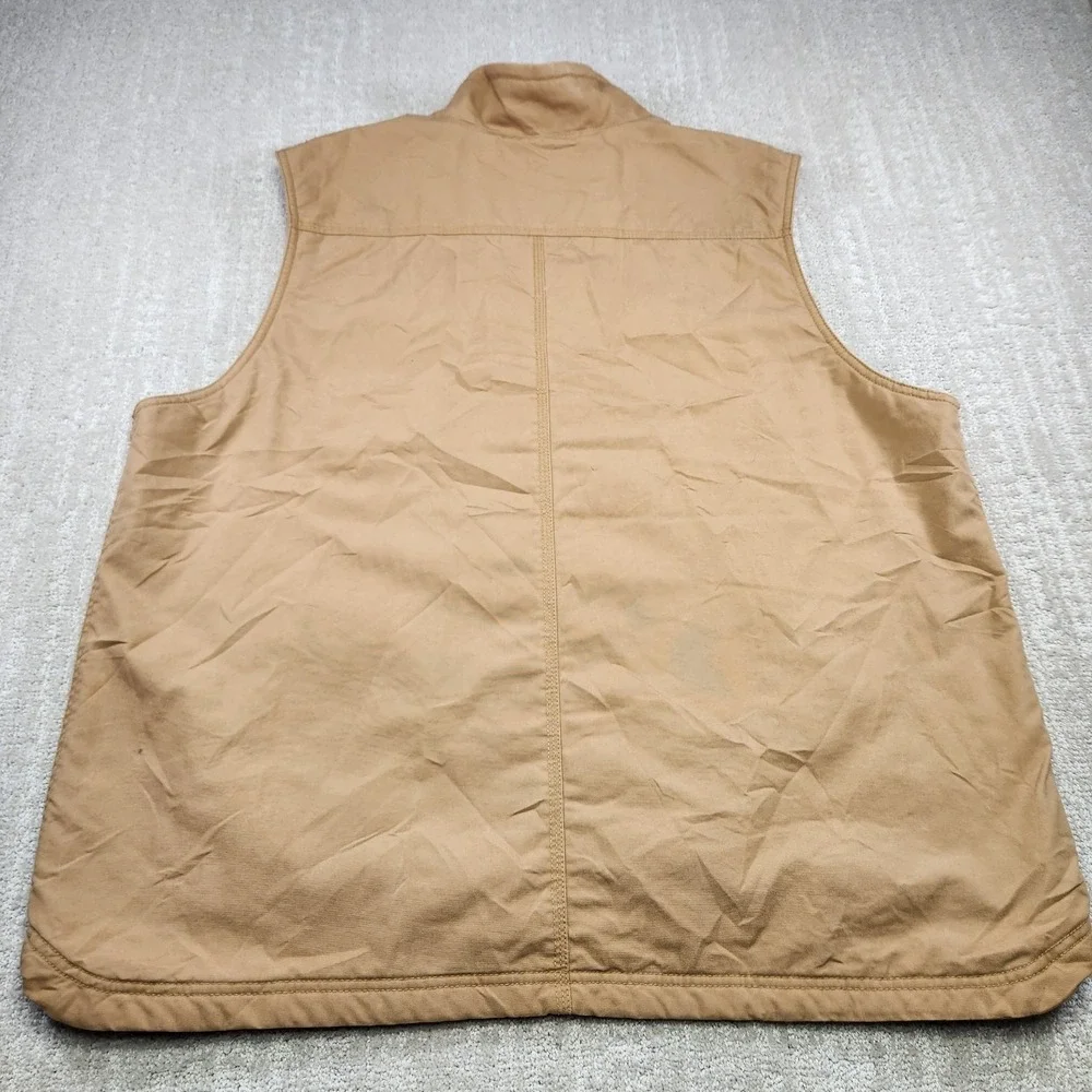 LL Bean Vest Men 2XLT Insulated Quilt Lined Utility Canvas Sherpa Full‎ Zip